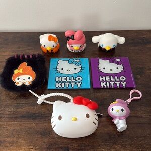 Hello Kitty Toy Lot Rubber Ducks Coin Purse Glass Coasters Keychain Notepad